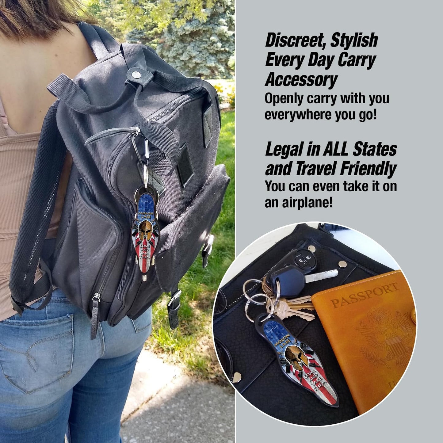 MUNIO Self Defense Keychain – Lightweight, Stylish & Portable Safety Tool for Women & Men – Non-Lethal Kubotan, Easy to Use, TSA Approved – Made in USA