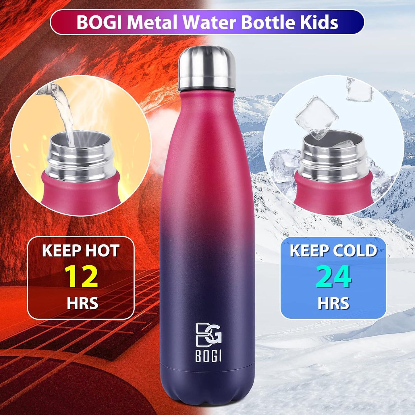 17oz Insulated Stainless Steel Water Bottle | Leak-Proof | Hot Pink for Outdoor Sports