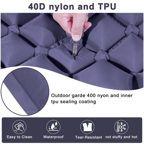 Chasyatzi Double Camping Pads for Sleeping, Ultralight Floor Mattresses for Sleeping with Built-in Pillow Foot Pump, Mattress Foldable for Tent, Backpacking, Hiking, Car Traveling, Navy Blue
