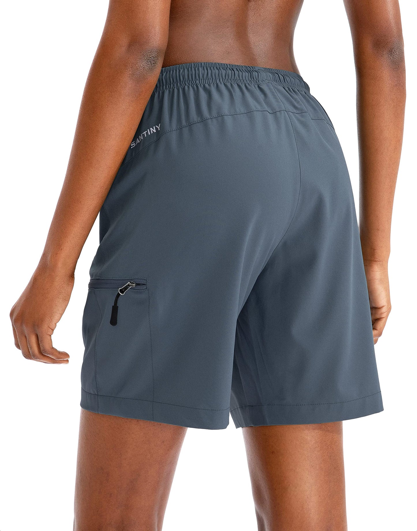 SANTINY Women's 5''/ 7''/9'' Hiking Cargo Shorts Quick Dry Lightweight Summer Shorts for Women Athletic Golf Zipper Pockets(Dusty Blue_M)