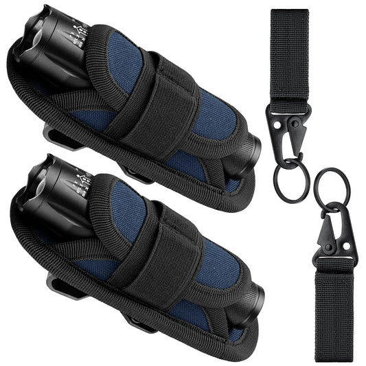 IronSeals 2 Pack 360° Rotatable Clip LED Flashlight Torch Holder Stretchable Adjustable Flashlight Torch Holster Holder Belt Case Pouch