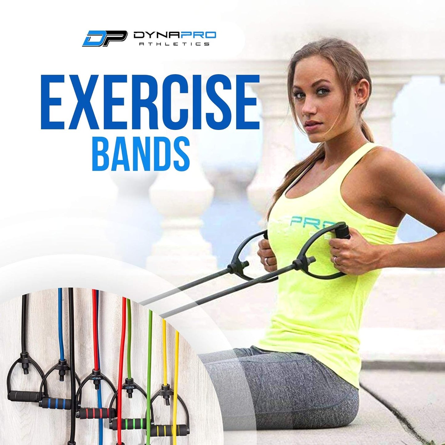 Adjustable DYNAPRO Exercise Resistance Bands with Comfort Handles - Professional Anti-Snap Quality for Workouts & Physical Therapy