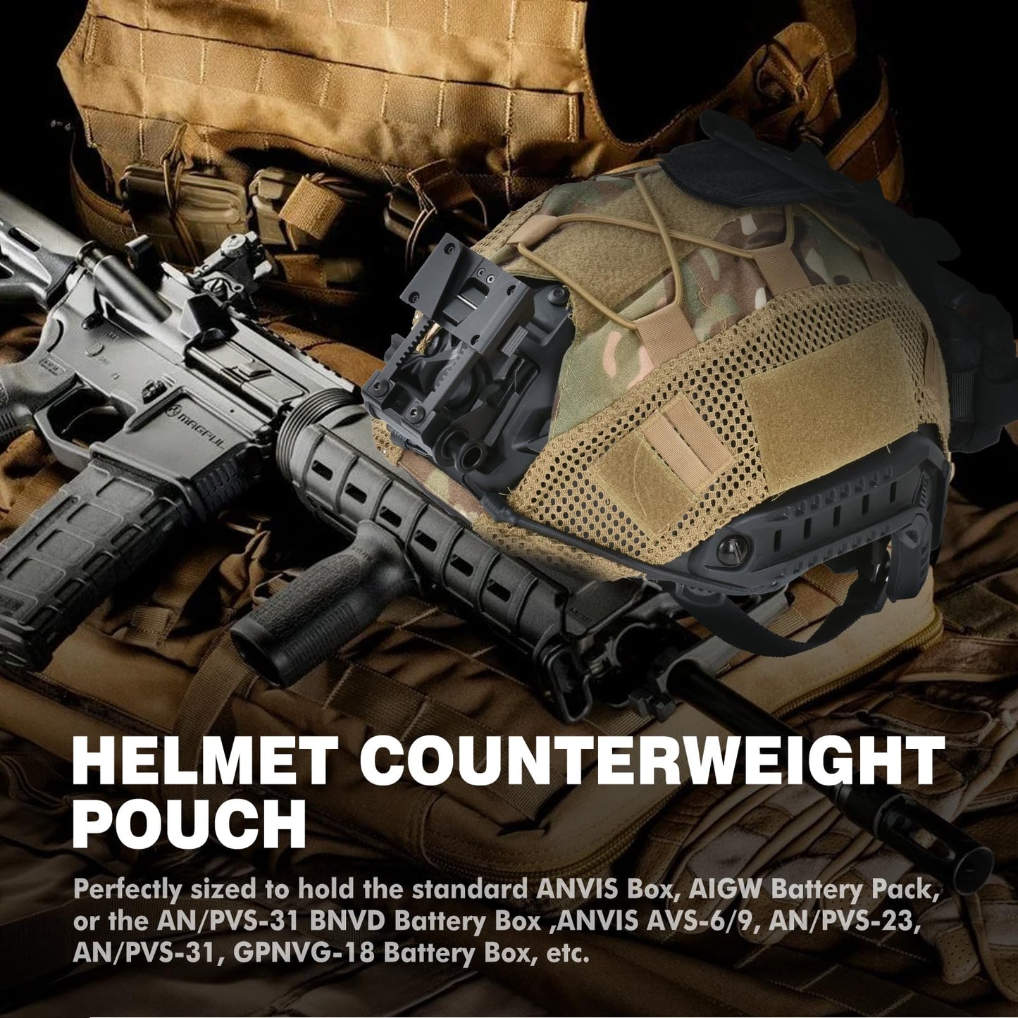 Gexmil CNC PVS15/18 Night Vision Goggles Mount for L4G24 NVG Mount and Tactical Helmet Battery Pouch MK2 Helmet Battery Pack(Black)