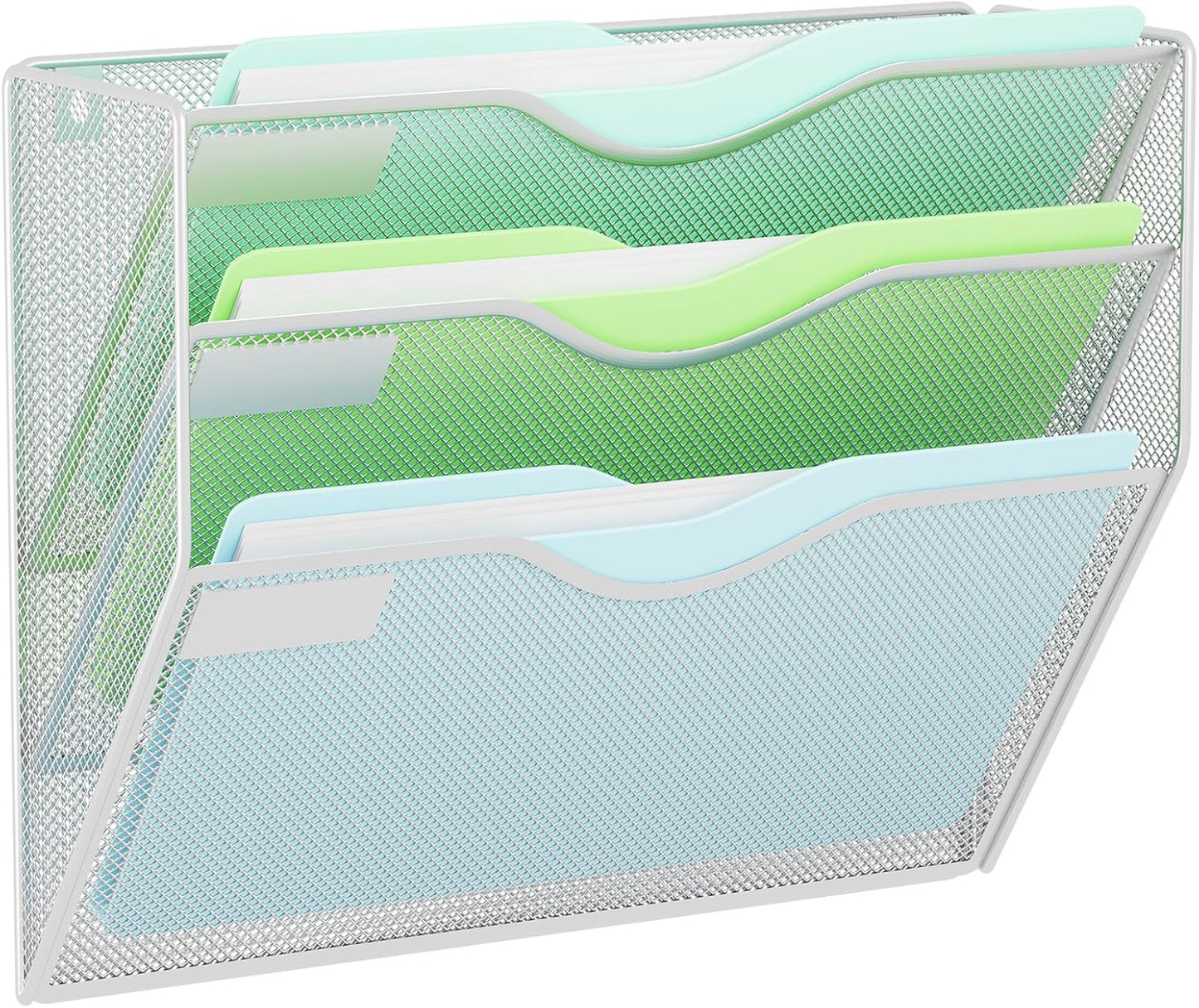 5 Pockets Mesh Hanging Wall File Holder Organizer Wall Mounted Paper Magazine Rack, Black