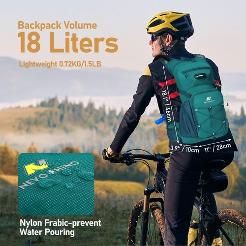 N NEVO RHINO Lightweight Hydration Backpack, 12L+2L Water Bladder, 18L+3LBladder, HydrationHydro Water Daypack for Cycling Hiking Rave