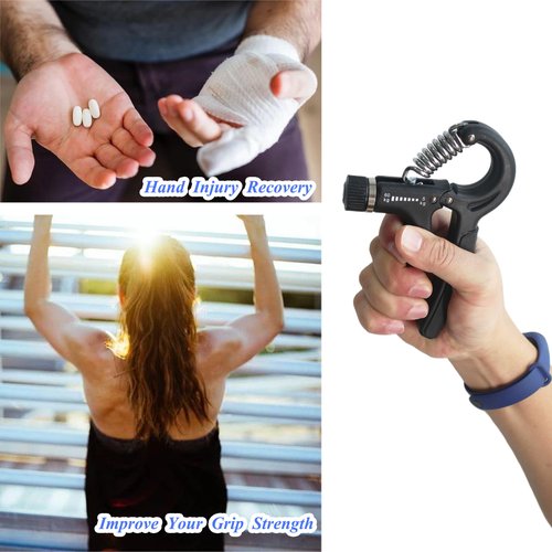 Duomspiace Grip Strength Trainer Hand Grip Strengthener Forearm Exerciser and Hand Workout Tool. Non-Slip Gripper with Adjustable Resistance from 11 to 132lbs. Hand Strengthening Device for Musicians,
