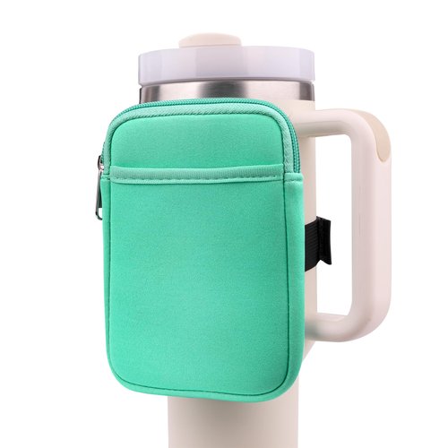 HEYSKAY Water Bottle Pouch Compatible with Stanley Quencher 40oz & IceFlow Tumblers 20oz 30oz, Gym Tumbler Cup Accessories for Smartphone, Cards, Keys, Earphones, Cash