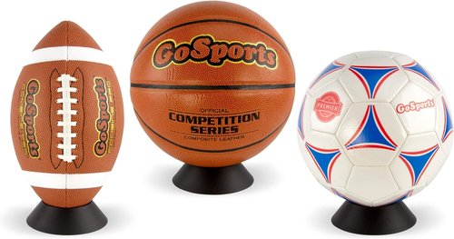 GoSports Black Ball Stand & Holder for Sports Balls (Basketballs, Baseballs, Footballs, Soccerballs) - 3 Pack Matte Black