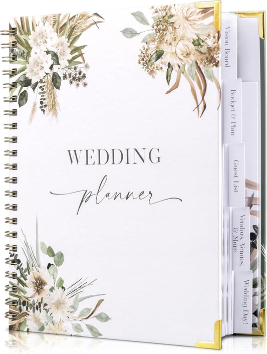Beautiful Boho Wedding Planner Book and Organizer - Enhance Excitement and Makes Your Countdown Planning Easy - Unique Engagement Gift for Newly Engaged Couples, Future Brides and Grooms,9 X 11 inches