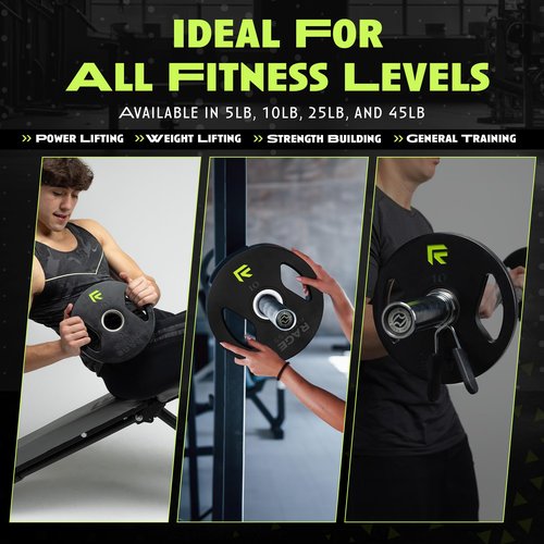 Rage Fitness Cast Iron Weight Plates, Rubber Coated, 2" Steel Insert (5lb, 10lb, 25lb, 45lb - SOLD INDIVIDUALLY), Rubber Weight Plates for Strength Training, Bench Press, Squats, Powerlifting