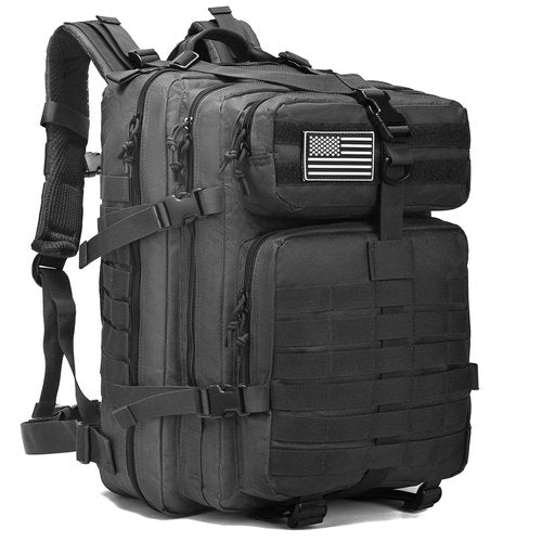 ONE WVW PIN Tactical MOLLE Backpack for Men, 45L Gym Backpacks, Large Military Daypack 3-Day Assault Pack Bug Out Bag for Rucking Hiking Fishing Camping Hunting(Black)