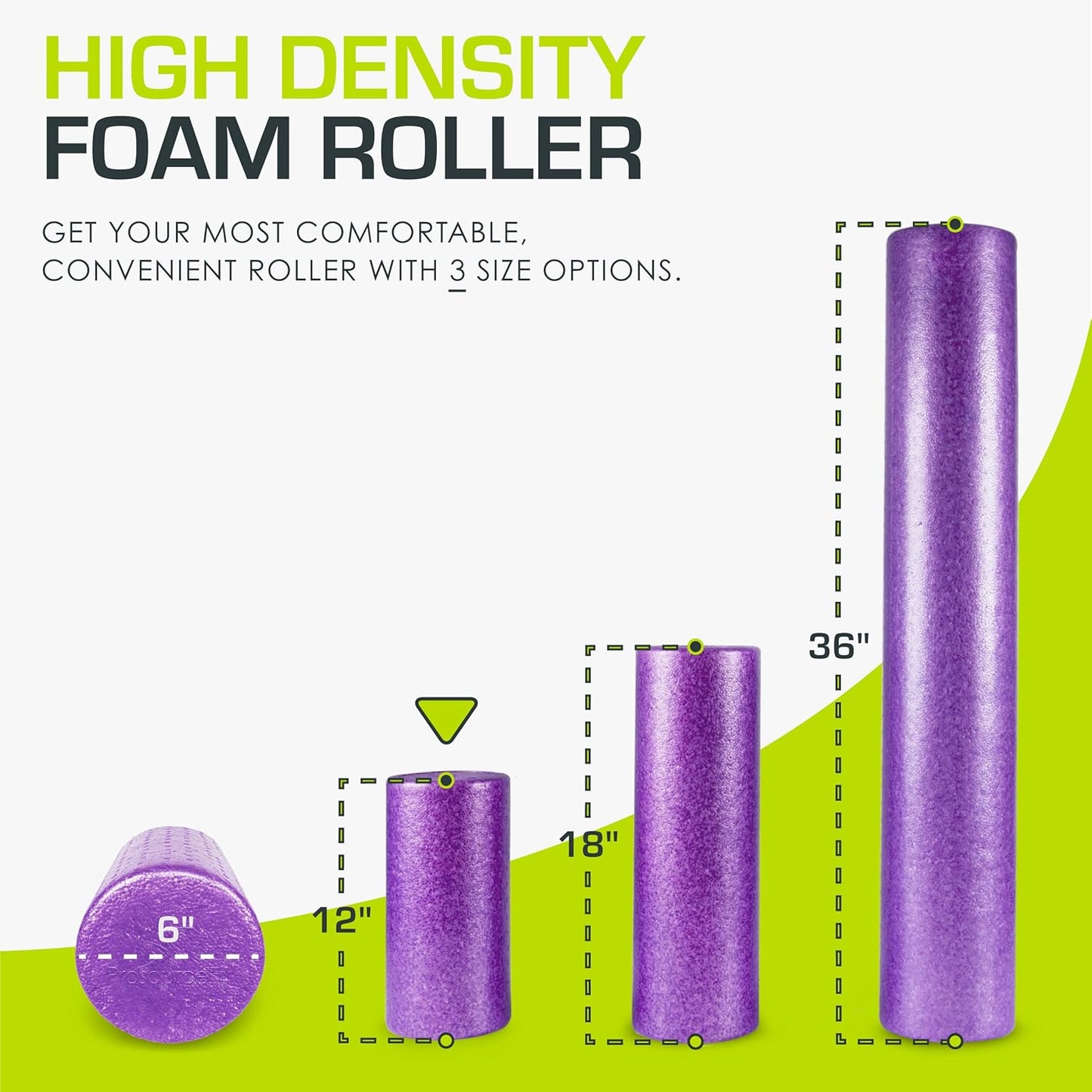 ProsourceFit High Density Foam Rollers 36 - inches Long, Firm Full Body Athletic Massage Tool for Back Stretching, Yoga, Pilates, Post Workout Muscle Recuperation, Black
