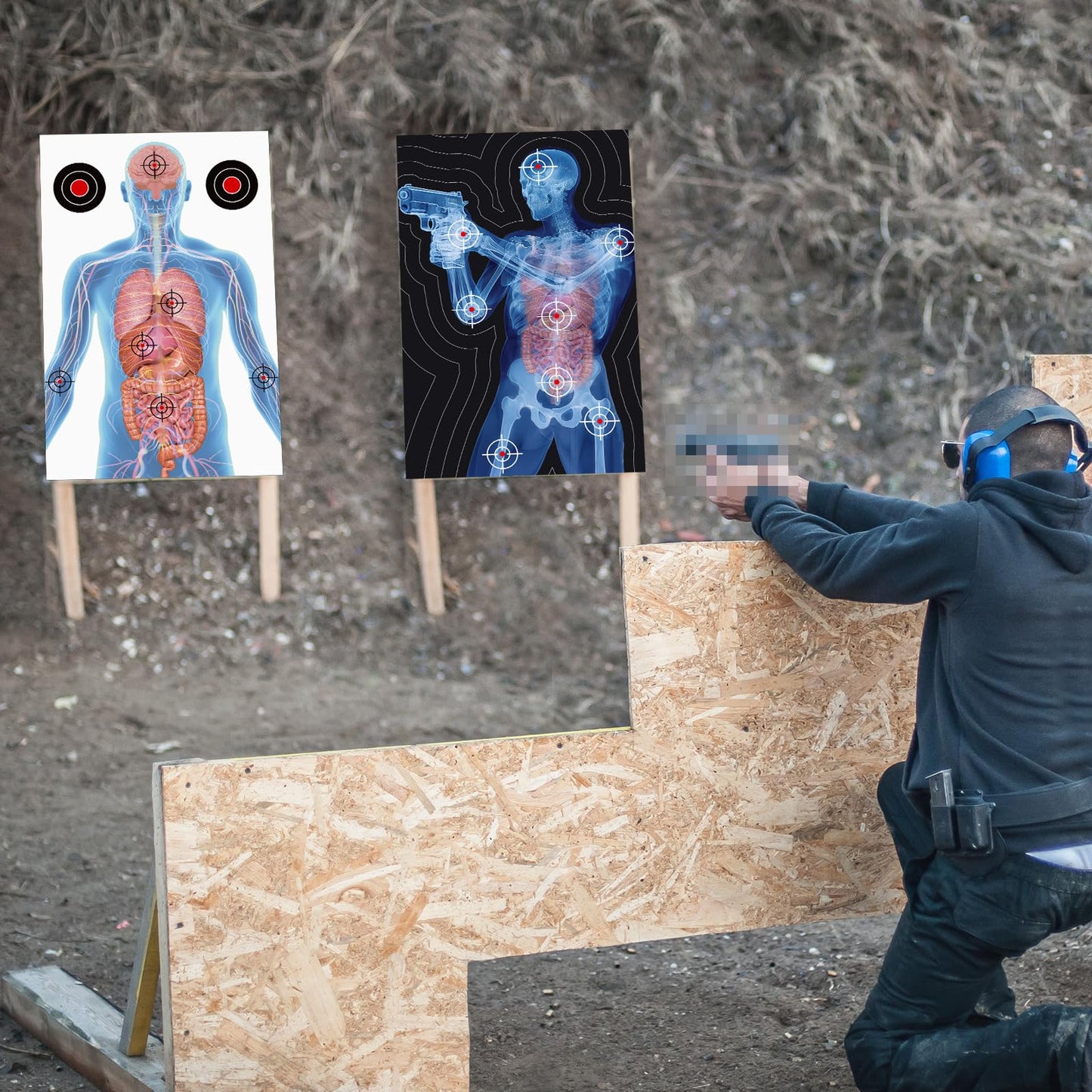 Hollowfly 50 Pack 23 x 35 Inch Shooting Range Targets Anatomical Paper Silhouette Paper Shooting Targets Human Silhouette Targeting X-Ray Skeleton Designs Anatomical for Practice