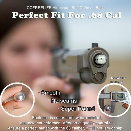 CCFREELIFE 50ct .68 Cal Self Defense Aluminum Balls, Fit for SD/LE T4E HDS HDR with Max Power for Training and Target Practice (7.3 Grams)
