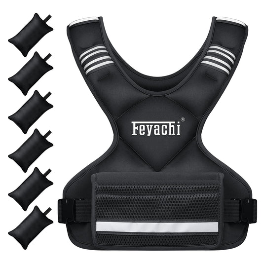 Feyachi Weighted Vest 12lbs - X Type Weight Vest with Reflective Stripe for Men and Women Ideal for Running Workout and Training