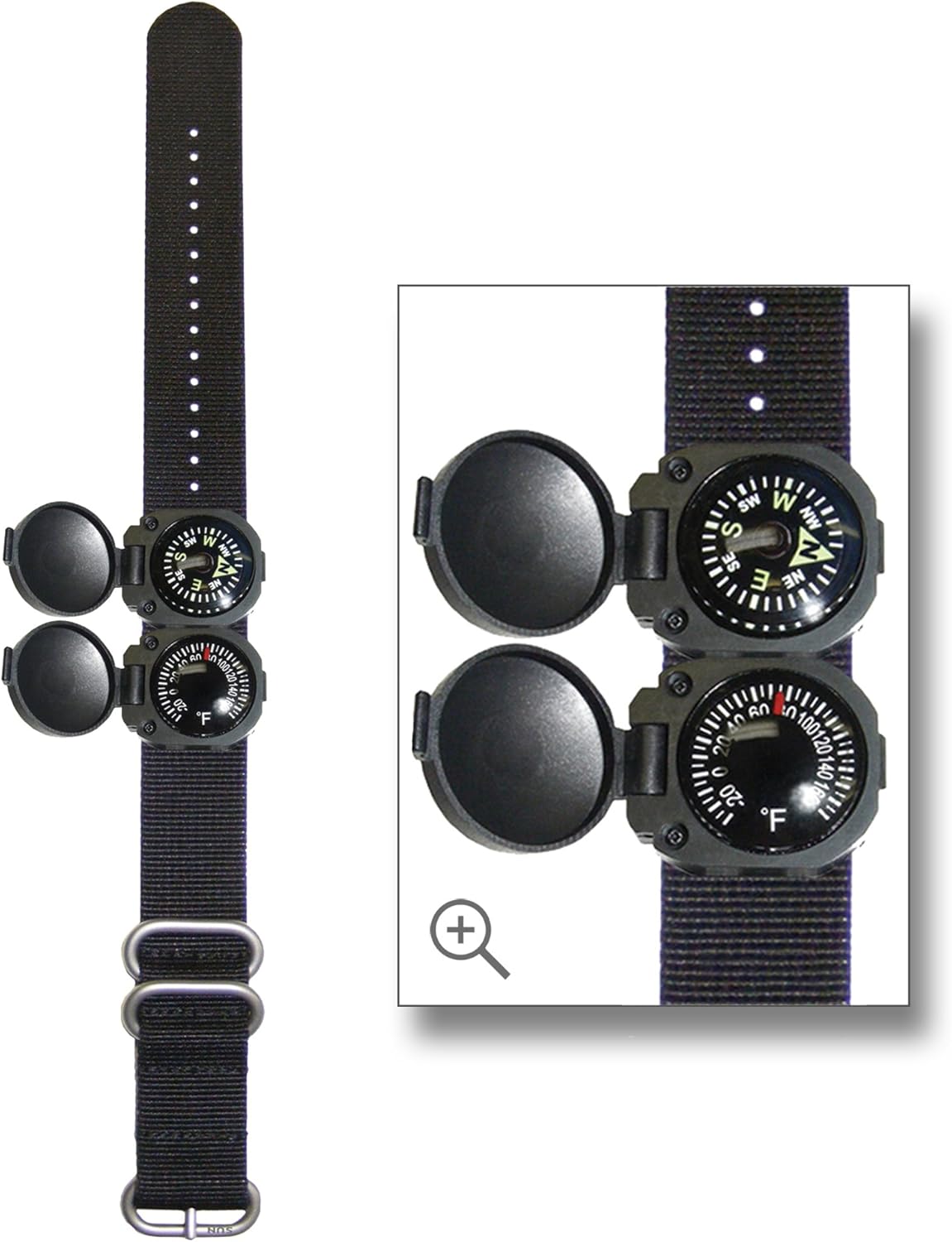 Sun Company ArmArmour 3 - Shielded Wrist Compass and Thermometer Combo with Rugged Tactical Zulu Strap