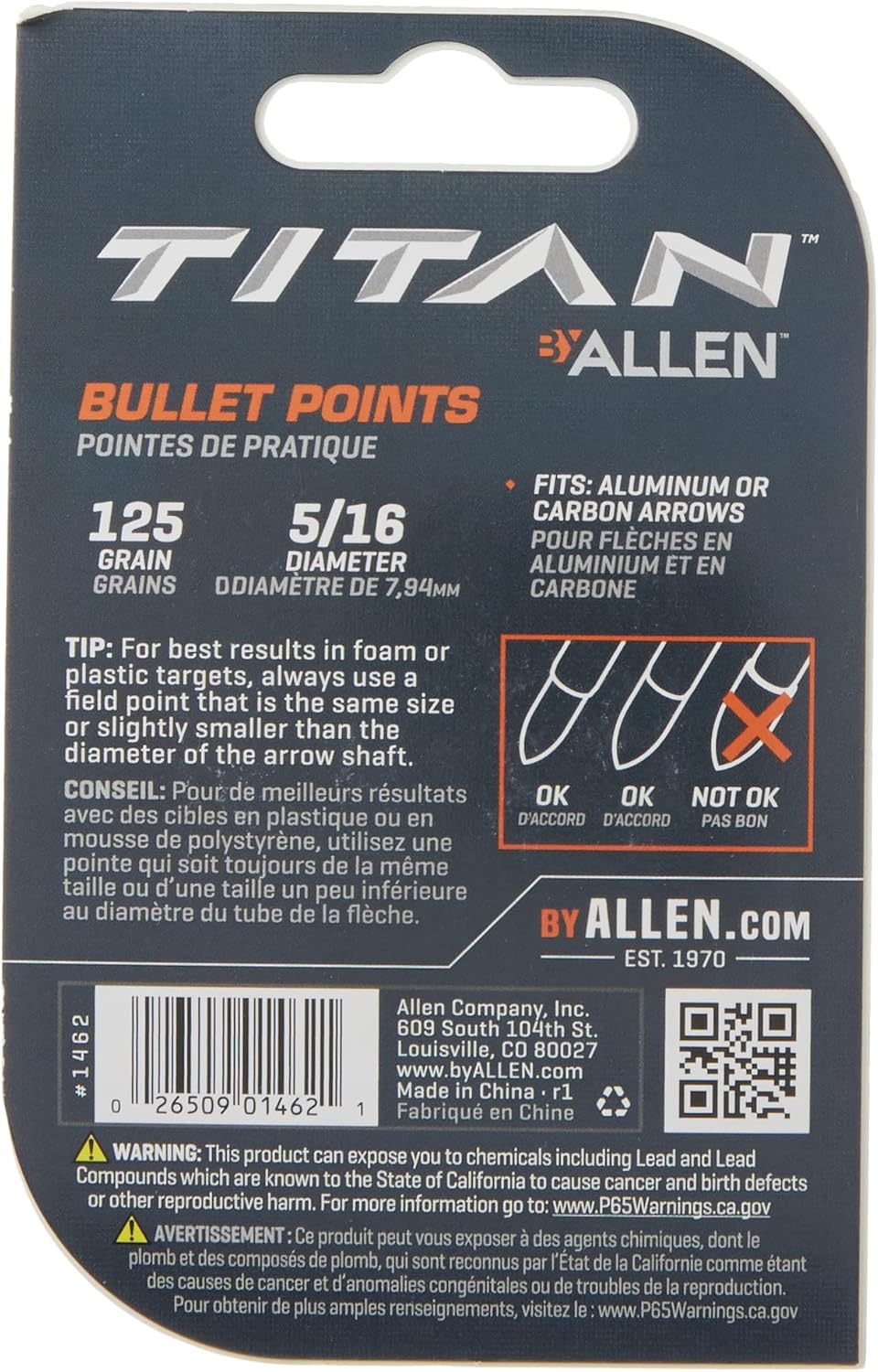 Allen Company Archery Bullet Points - Soft Arrow Tips for Target Practice - Screw-On Design - Reduces Wear and Tear on Targets - Multiple Sizes/Grain - 12-Pack - Black