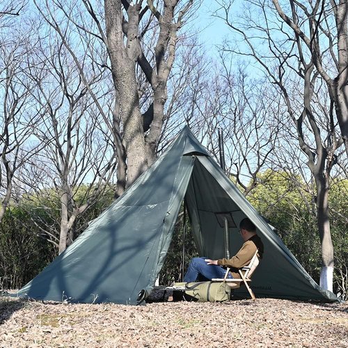 Hot Tent with Stove Jack, 6.89ft Standing Room with Snow Skirt, 2~4 Person, Tipi Tent for Family, Hiking, Fishing, Hunting, Backpacking Camping