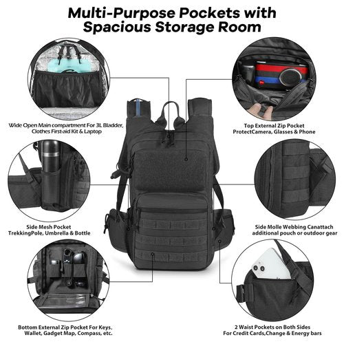 FRTKK Hydration Backpack with 3L TPU Hydration Bladder, Lightweight Insulation Hydration Pack for Cycling, Hiking, Running, Climbing, Hunting, Biking