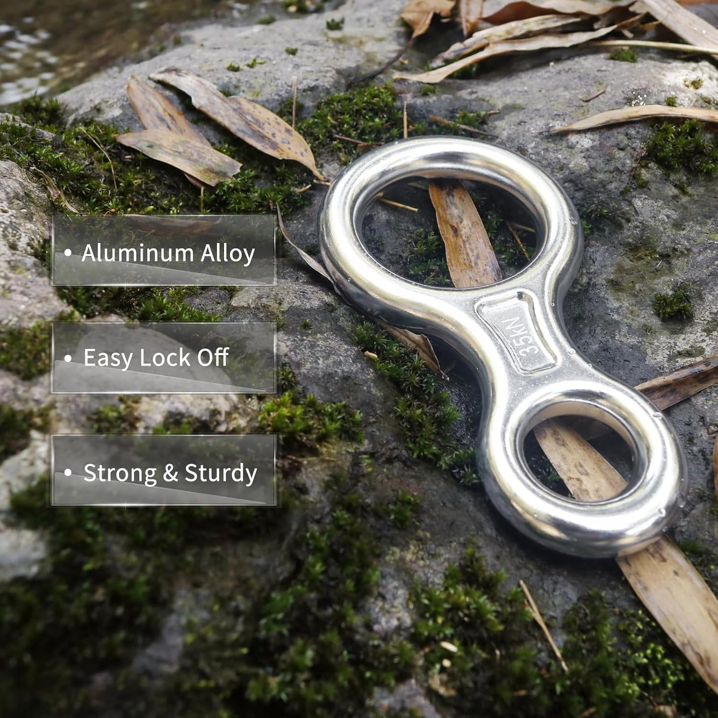 NewDoar Climbing Gear Downhill Equipment, Descender Rappel Rock Climbing Descending Belaying Equipment Rescue Figure 8 Descender Rigging Plate 35KN for Climbing Belaying and Rappeling Device