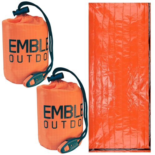 Emergency Sleeping Bags 2 Pack for Survival. Emergency Thermal Blanket Survival Gear Bivy Sack. Survival Bag. Emergency Go Bag Supplies. Cold Weather Protection from Exposure