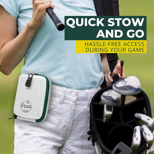 PAAR CLUB White Golf Range Finder Case - 100% Compatible with Most Rangefinders Brands: Bushnell/Callaway/TekTek/Bluetees - Hard Shell Case w/Carabiner + Belt Clip