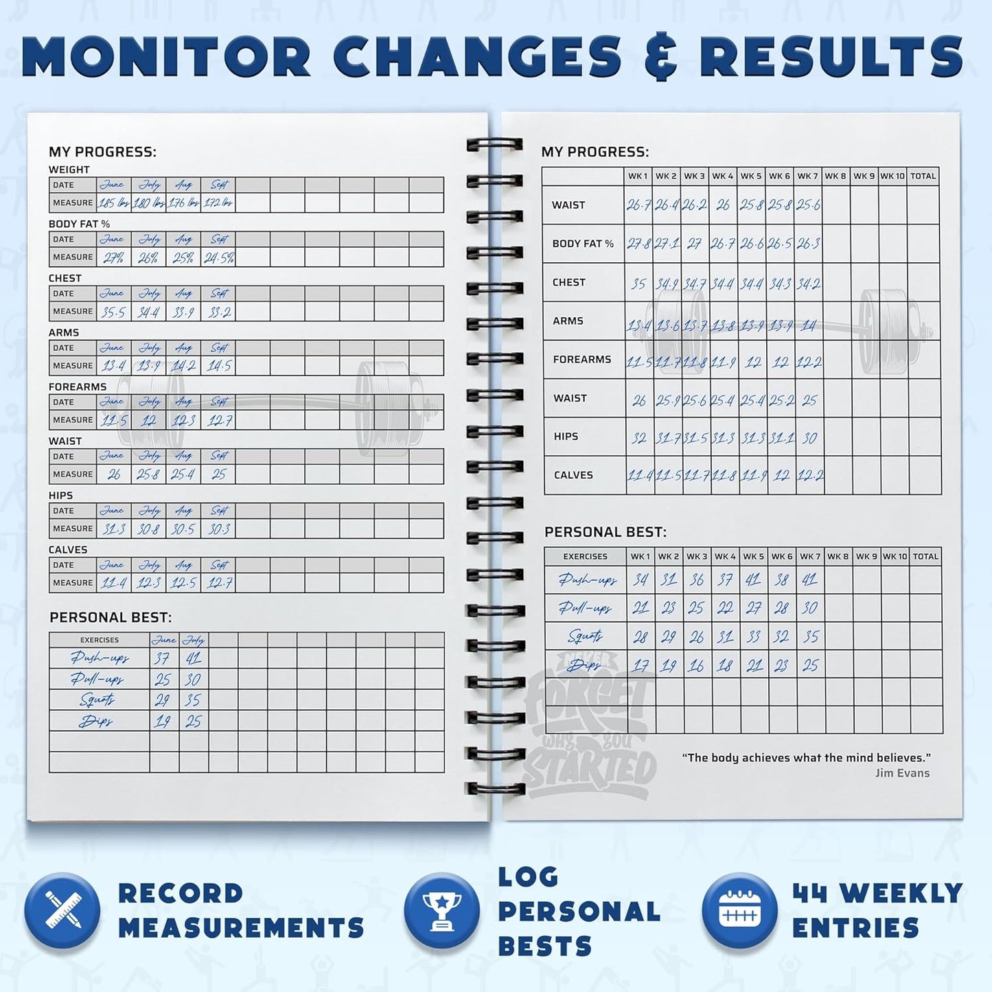 Workout Planner for Daily Fitness Tracking & Goals Setting - A5 Size, 6” x 8”, Charcoal Gray - Men & Women Personal Home & Gym Training Diary - Log Book Journal - by Workout Log Gym