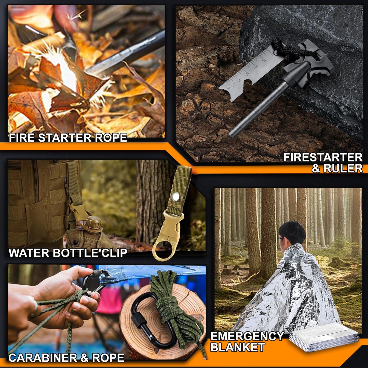 Gifts for Men Him Dad, Survival Kits and Equipment 21 Pcs, Christmas Stocking Stuffers, Anniversary Birthday Gifts for Husband Boyfriend Guy, Camping Essentials, Cool Gadgets for Men