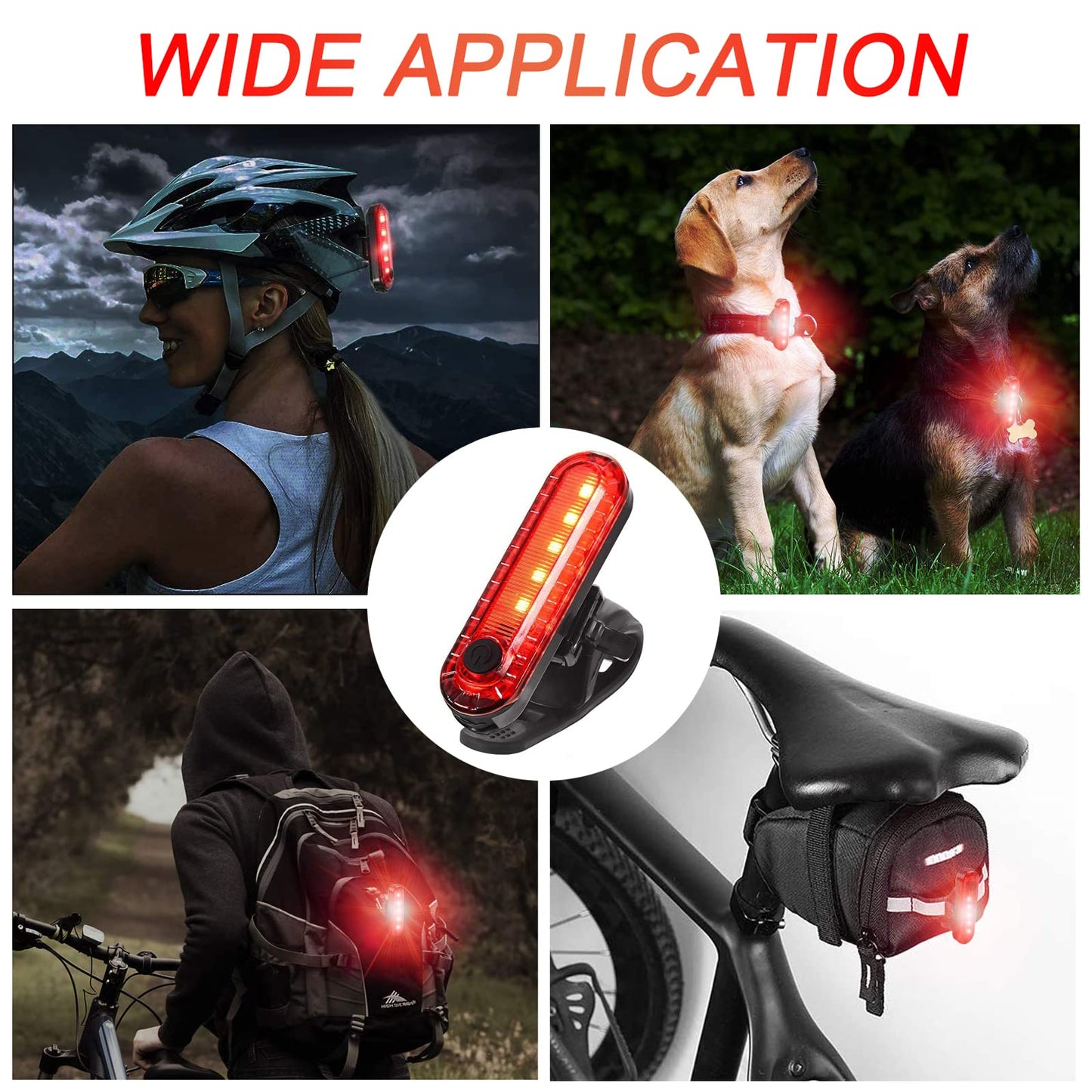YUERWOVER 2 Pack USB Rechargeable LED Bike Tail Light Bicycle Rear Cycling Night Essential Reflector Seat Back Safety Lamp 4 Modes Waterproof Bright Warning Flash MTB Light for Men Women Kids