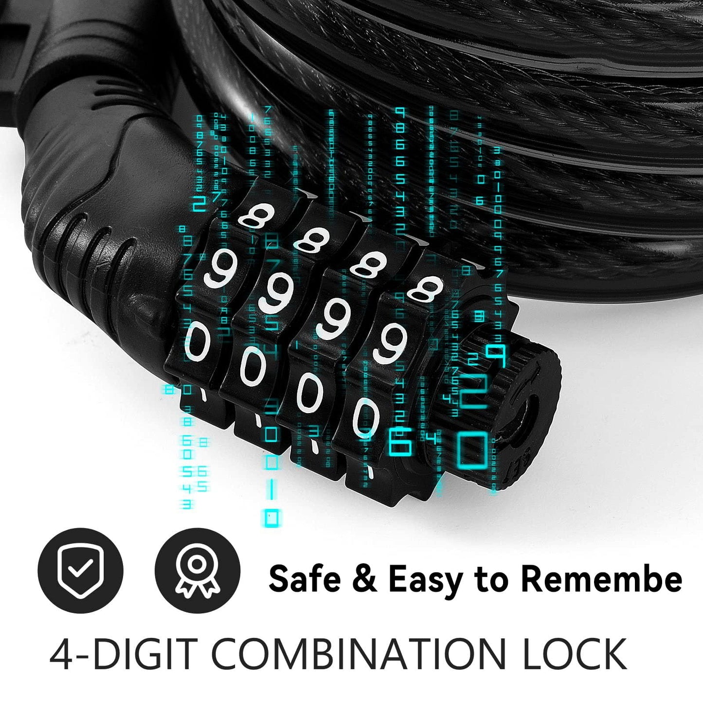 E Scooter Lock,Bike Lock Combination Lock Cable Compatible for Xiaomi M365/Max/GXL/Ninebot/Segway/Moto/Bicycle Locks 4ft Long/0.472In Scooter Anti-Theft Ideal 4-Digit/12 Metal Cables Locks