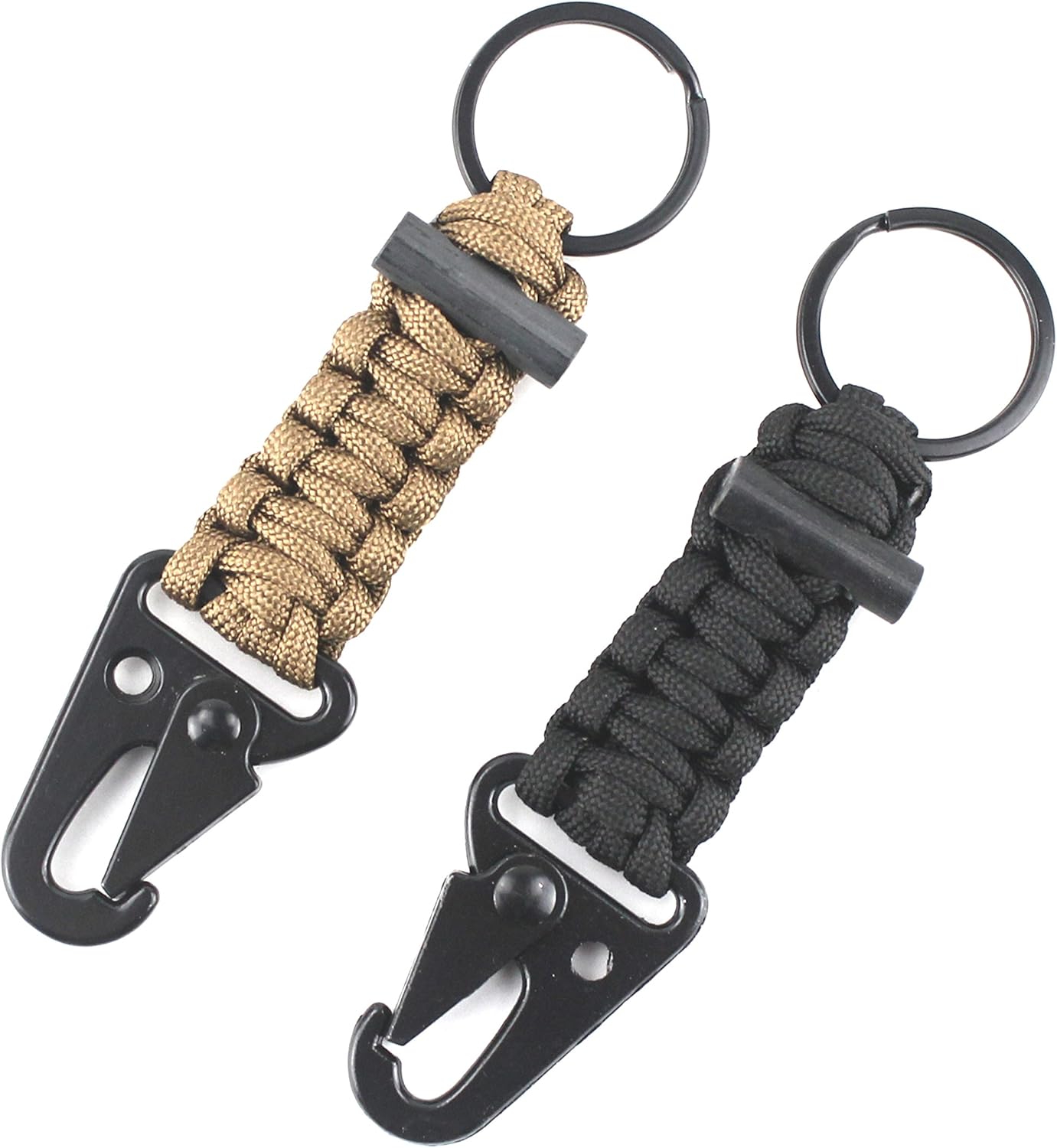 Paracord Keychain Carabiner 2PCS Pack Survival Paracord Lanyard with Fire Starter