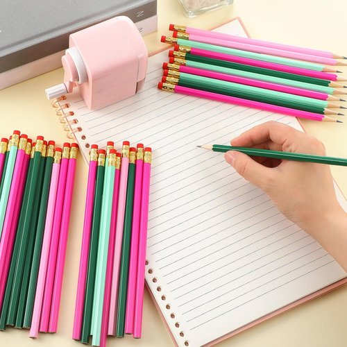 Marspark 50 Pieces Witch Pencils Pink and Green Party Favors Witch Party Favors Including 25 Pink 25 Green Pencils, Suitable for Teens, Adults Supplies