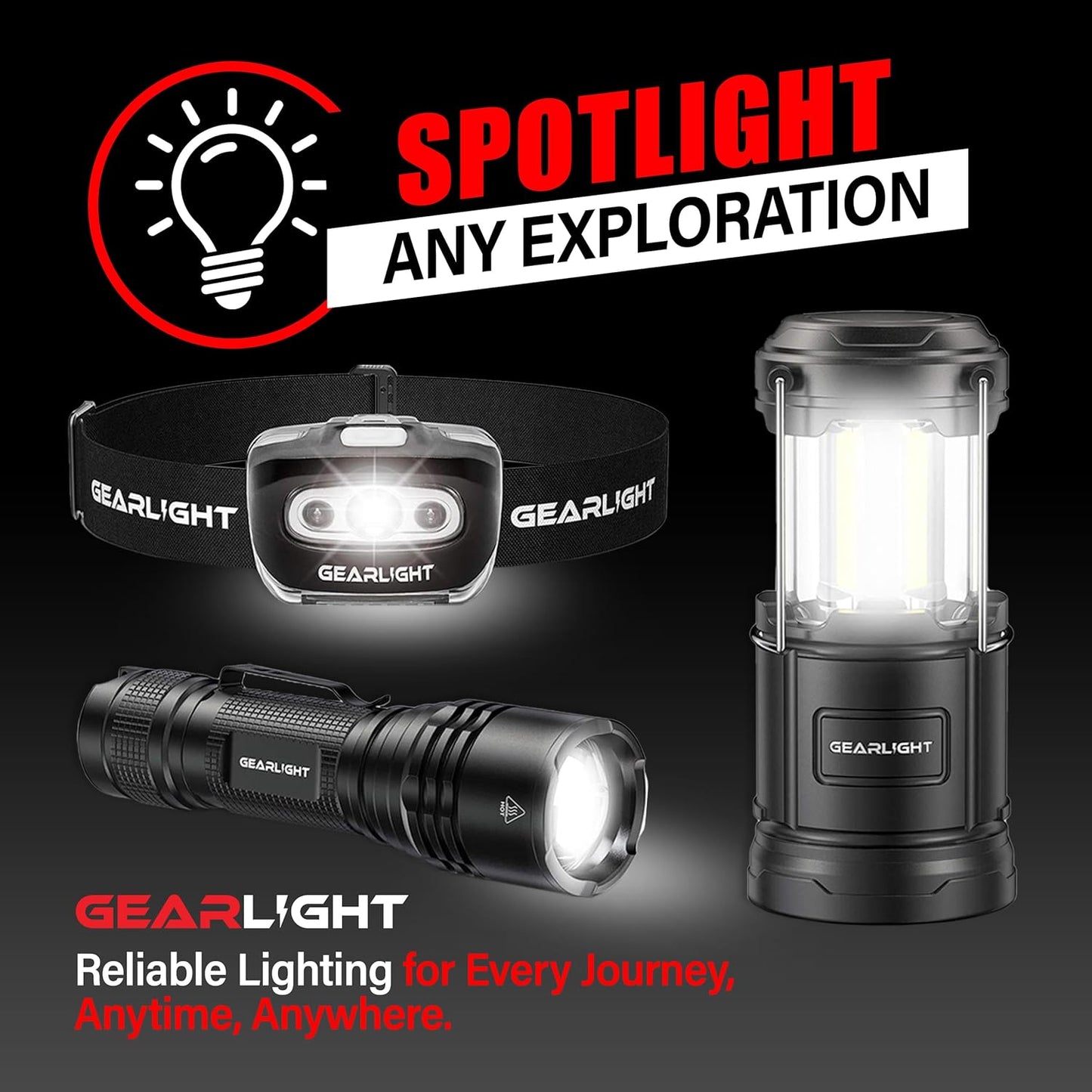 GearLight LED Flashlights - Mini Camping Flashlights with High Lumens, 5 Modes, Zoomable Beam - Bright and Versatile Flash Light for Outdoor and Home Use - S1000-2 Pack, (Batteries Not Included)