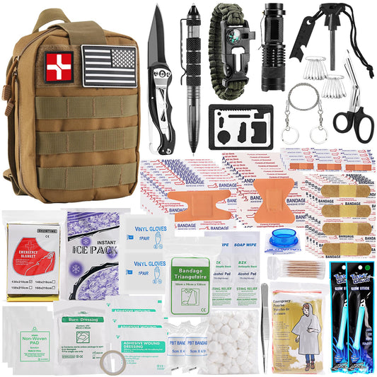 Survival First Aid Kit, Molle Medical Pouch 282PCS Outdoor Emergency Survival Gear and Equipment for Hiking Camping Hunting Car Boat Home Travel and Adventures, Perfect Gifts for Him Men