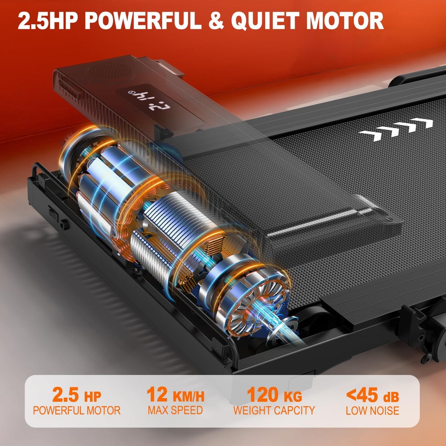 Foldable Treadmill for Home Walking Pad: 2 in 1 Walking Pad with Handle Bar & Bluetooth Speaker- Under Desk Treadmills with Dual LED Display and 12 preset Programs, APP Compatible