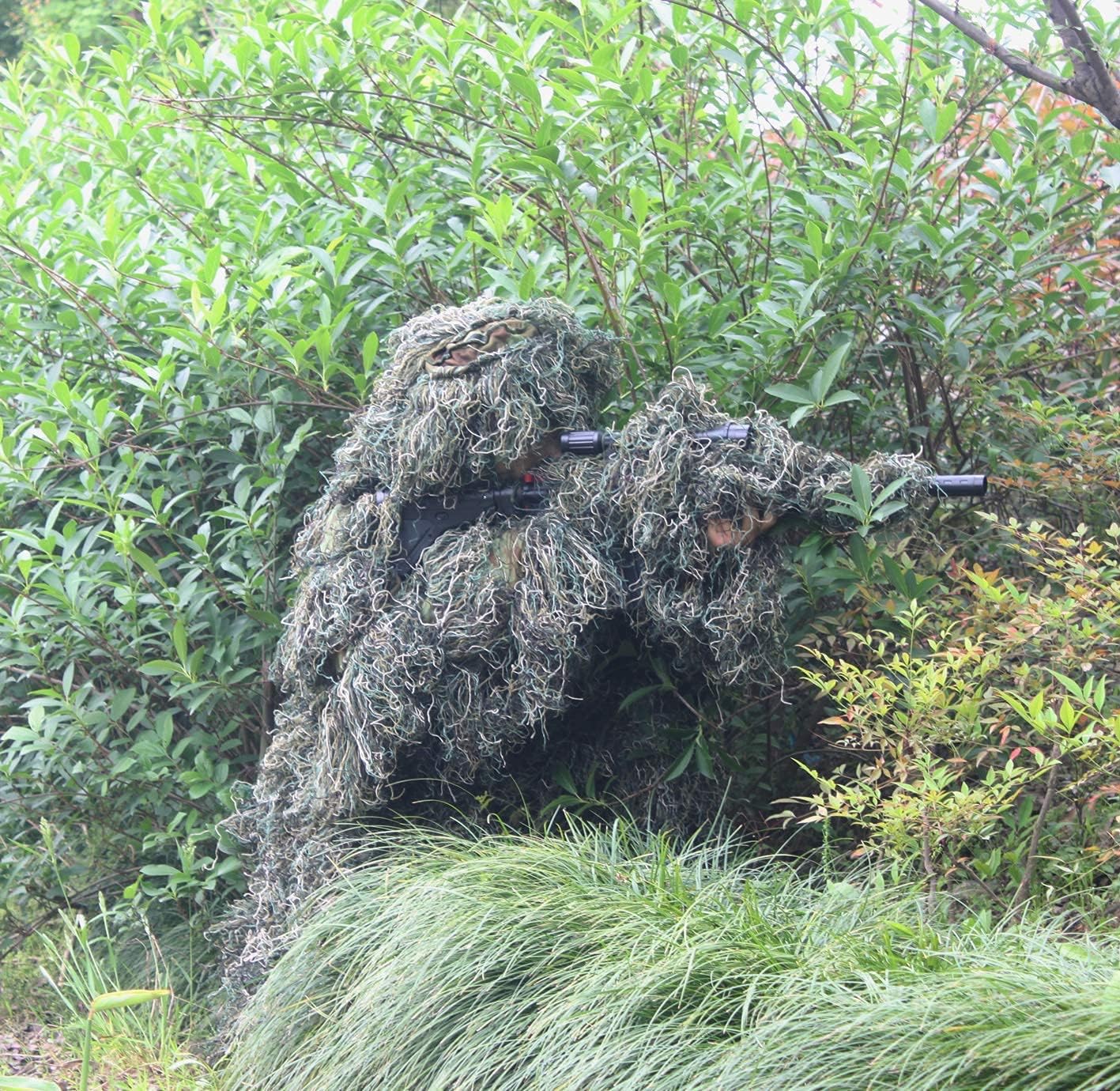 AUSCAMOTEK Ghillie Suit for Hunting Camouflage Suit Hunting Gilly - Green