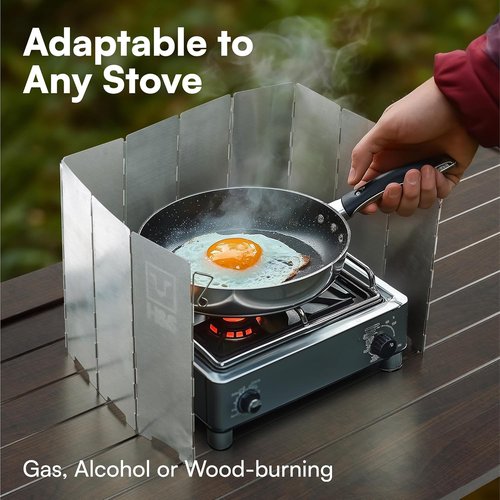 H&S Foldable Camping Stove Windscreen, 10 Aluminum Plates, Windshield with Carrying Case for Outdoor Camping