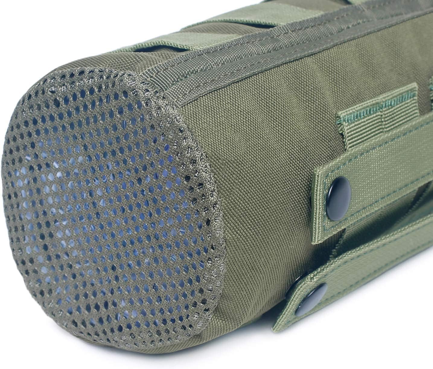 Tactical Molle Water Bottle Pouch Military Drawstring Open Top & Mesh Bottom Travel Water Bottle Holder Bag Tactical Hydration Carrier