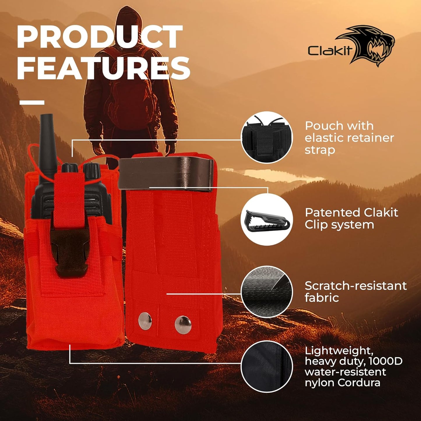 StrapPack Clip-On Pouch for Radio & GPS, Backpack Attachment for Hunters, First Responders, Public Safety, Hikers and Travelers