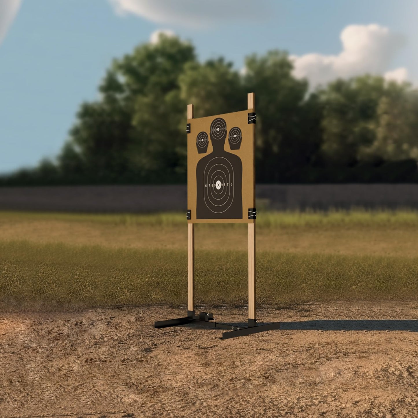 KNINE OUTDOORS Shooting Target Stand for Outdoors, Durable Paper Target Holder with Stable Adjustable Base for Paper Shooting Targets Cardboard Silhouette, H Shape, USPSA/IPSC, IDPA Practice, 1 Pack