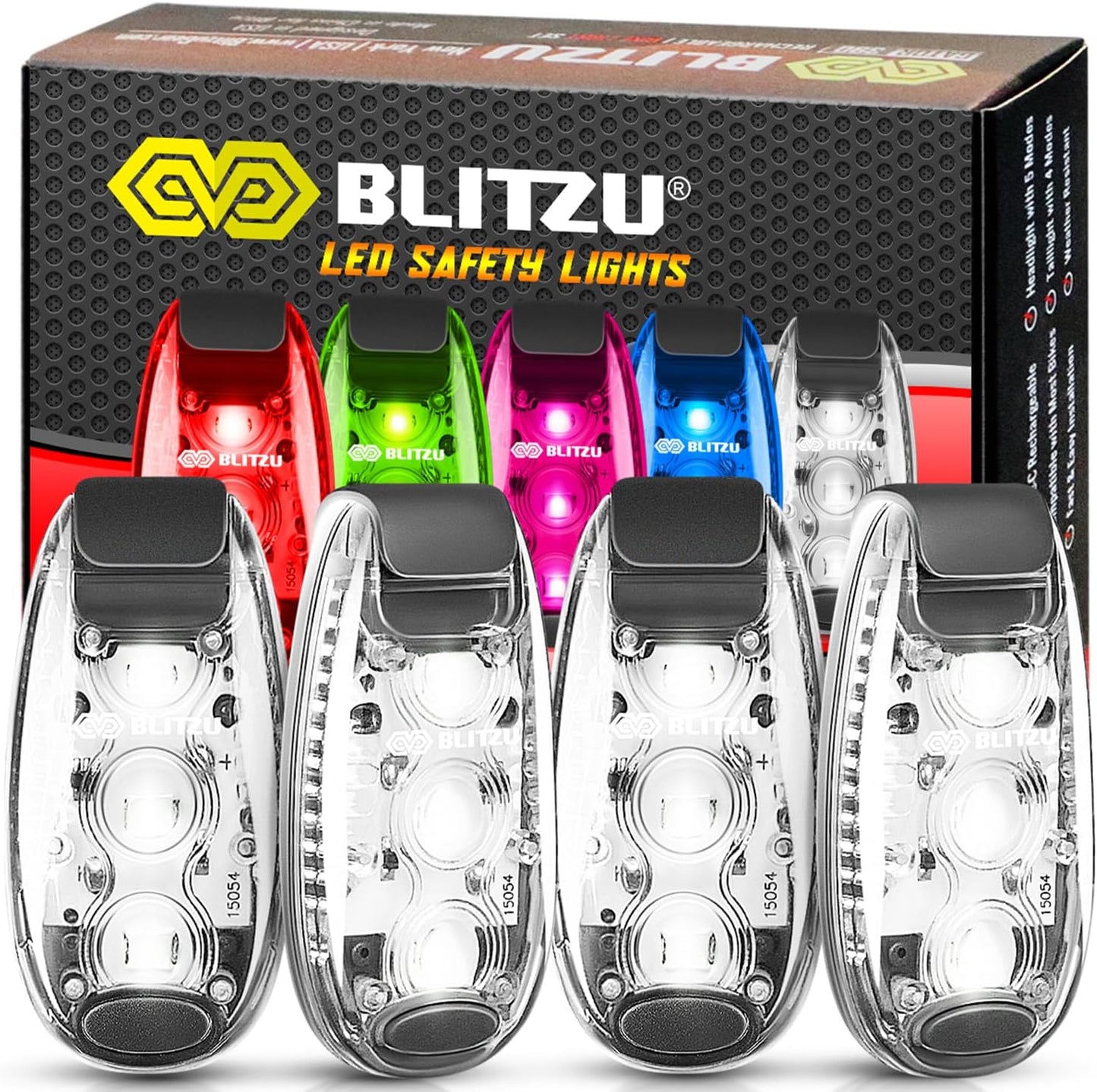 4 Pack LED Safety Light, Clip on Reflective Gear Lights for Walking at Night, Running, Jogging, High Visibility Strobe Light Accessories for Runners, Kids, Hiking, Kayak, Cycling, Camping, Boat