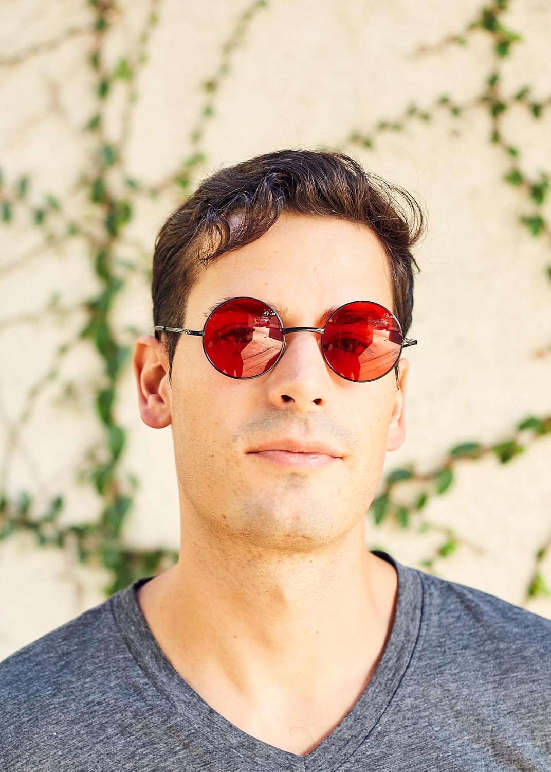 OWL Round Sunglasses Metal Frame Hippie Sunglasses UV400 Polycarbonate Circle Lens John Lennon Sunglasses for Men Women