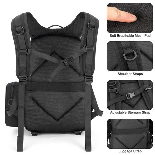 Tzowla Tactical Military Grade Backpack Waterproof,Travel Laptop Army Molle Rucksack for Men and Women with Small Detachable Bag,Army 3 Days Assault Pack Bag,Black