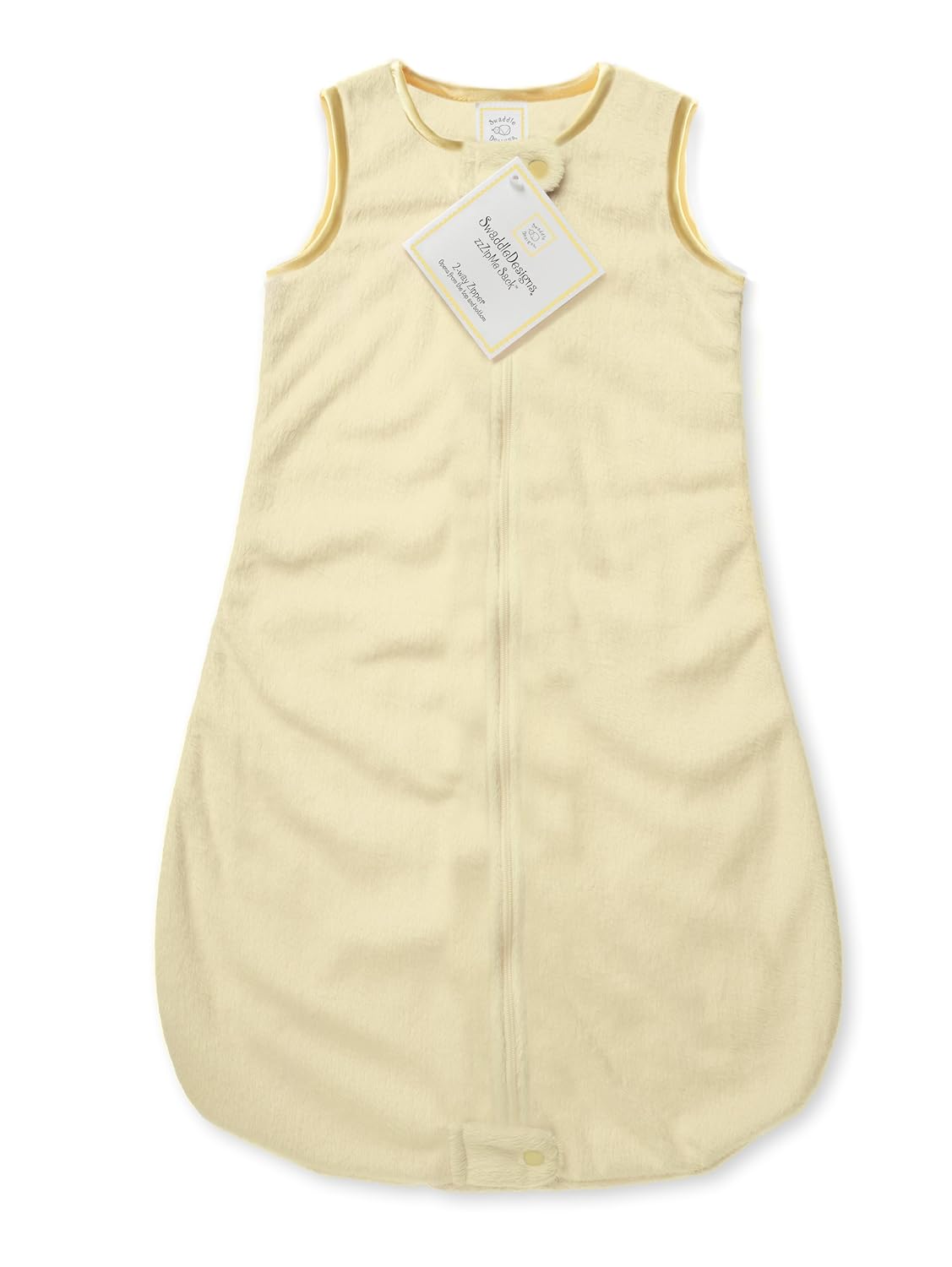 SwaddleDesigns Baby Velvet Sleeping Sack, Pastel Pink with Pink Trim, 12-18 Months, Wearable Blanket with 2-Way Zipper