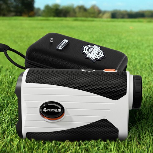 VISIOGEAR Golf Rangefinder with Slope, 1200 Yards Laser Range Finder for Golfer, 7X Magnification Range Finder Rechargeable Golf Accessories for Men, Flag Pole Locking Vibration, White & Black