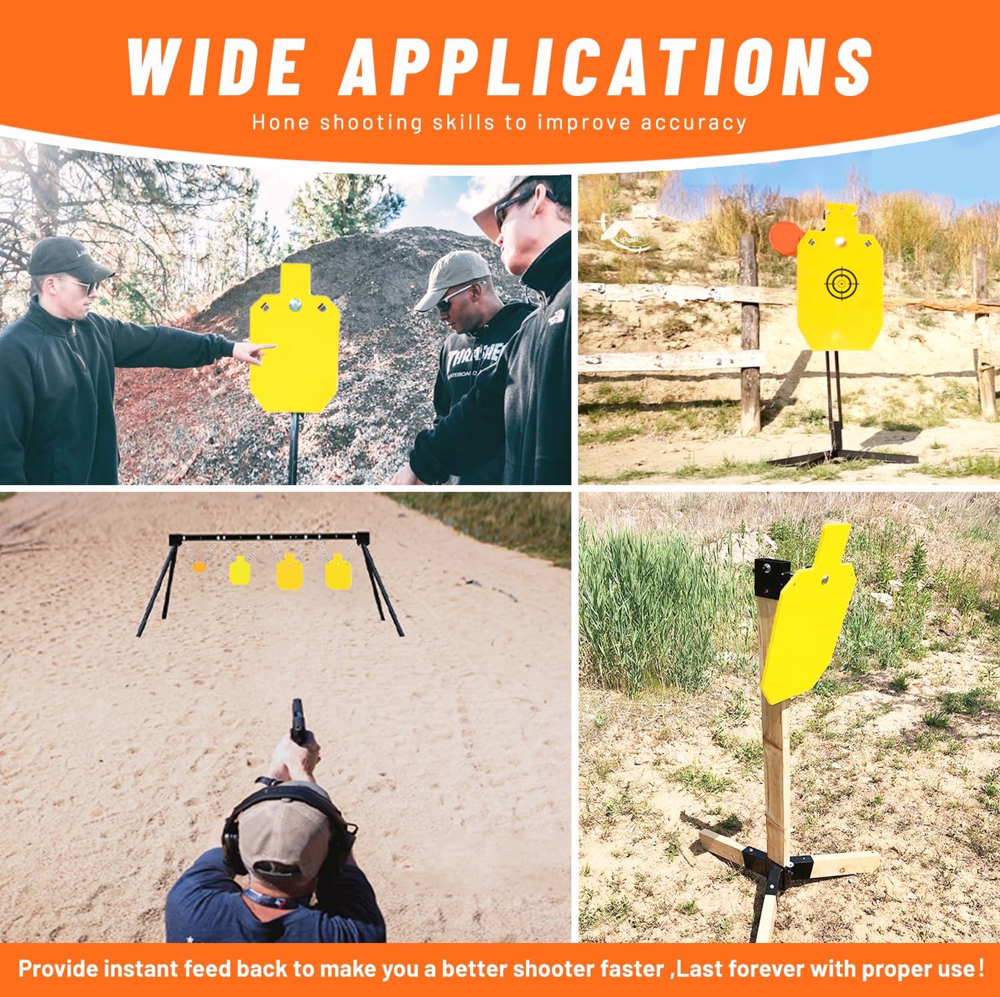 AR500 Steel Targets for Shooting 3/8" Thick 10"x 16" Metal Targets for Shooting Range Reactive Shooting Targets Laser Cut Fluorescent Yellow