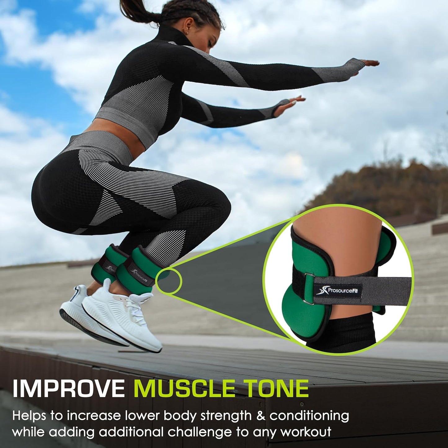 ProsourceFit Ankle/Wrist and Arm/Leg Weights Set of 2, Adjustable Strap 1 lb-5 lb, Adjustable Weight 15 lb, 10 lb, 7 lb for Men and Women