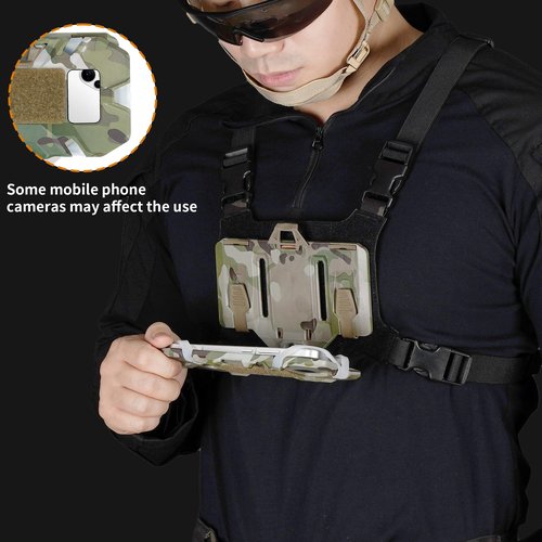 SIVIGEAR Tactical Phone Holder for Plate Carrier Vest, Quick Release & Adjustable Phone Mount, Compatible with 4.7-6.7 inch Smartphones, Durable Tactical Accessories for Outdoor Enthusiasts CP