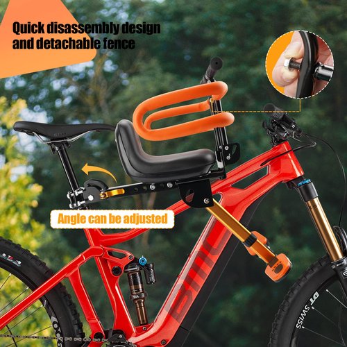 XIEEIX Front Mounted Child Bike Seat, Kids Bike Seat with Guardrail, High Seat Cushion Backrest Mountain Bike Child Bike Seat, Bicycle Child Safety Seat for Children from 1 to 3 Years Old