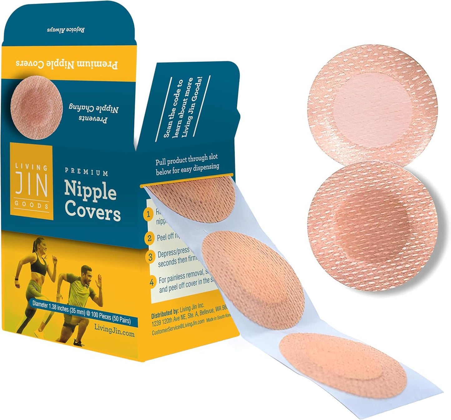 Premium 100 Pcs. (50 pairs) Ultra-Comfort Nipple Cover Stickers for Men | NipGuards for Running | Male Nipple Covers to Prevent Chafing | Disposable Nipple Covers | Nipple Concealment